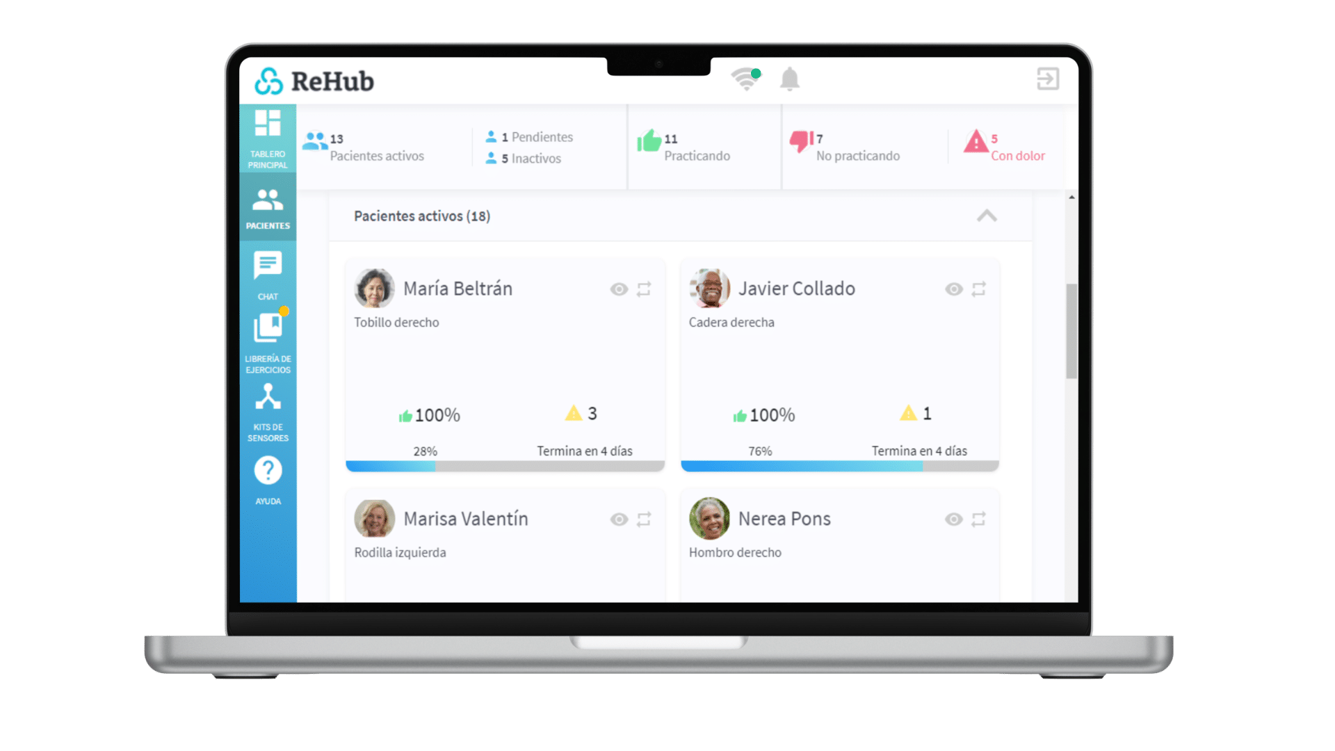 Pantalla del flujo clínico Reku 1